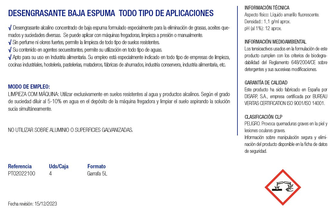 DESENGRASANTE - Producto de limpieza de suelos profesional desengrasante especial máquinas